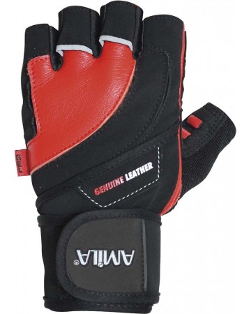 Γάντια Άρσης Βαρών Amila Δέρμα Amara Κόκκινο/Μαύρο