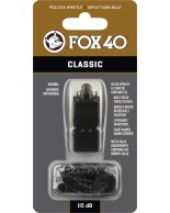 Σφυρίχτρα FOX40 Classic Safety Μαύρη με Κορδόνι