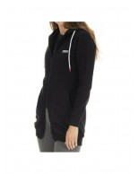 WOMEN'S ZIPPER HOODIE LONG 20066-BLACK