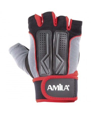 Γάντια Άρσης Βαρών AMILA Amara PU Μαύρο/Κόκκινο/Γκρι M 8330502