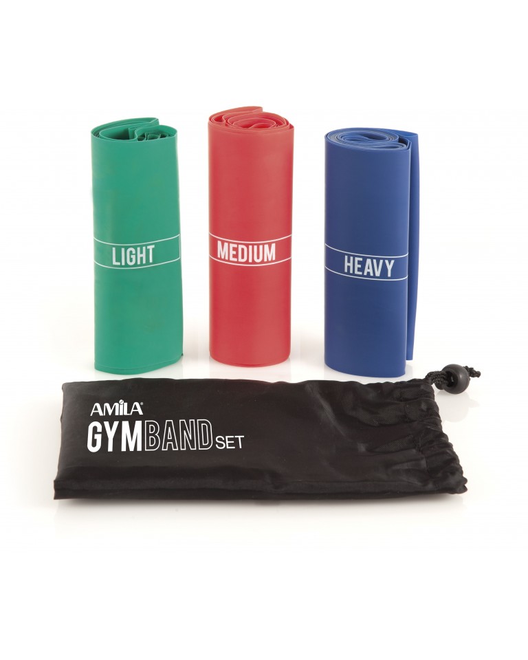 ΣΕΤ 3 Λάστιχα Gymband 1.2m (Πράσινο, Κόκκινο & Μπλε) Amila 48178