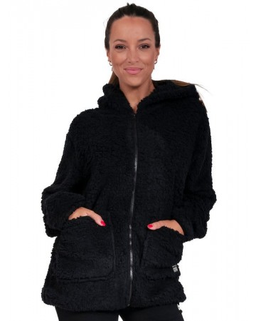 Γυναικεία Ζακέτα με Κουκούλα Body Action Women Oversized Full Zip Sherpa Hoodie 071228-01 Black