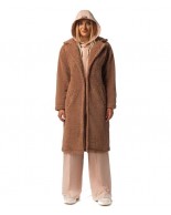 Γυναικεία Ζακέτα με Κουκούλα Be Nation Sherpa Long Brown 07102202 14