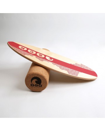 Σανίδα Ισορροπίας PRO με κύλινδρο από φελλό / ξύλινο με κόκκινο σχέδιο Sck