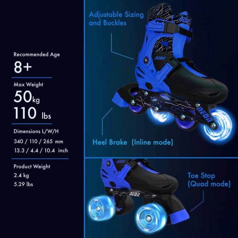 Αυξομειούμενα Inline/Roller Skates Yvolution Neon Combo 2 σε 1, Mπλε