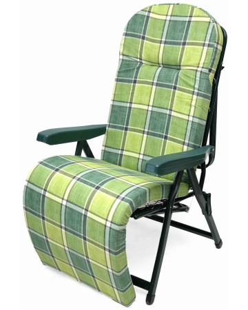 Πολυθρόνα-Κρεβάτι Βεράντας Μεταλλική Πράσινο Καρώ 152-0118-6