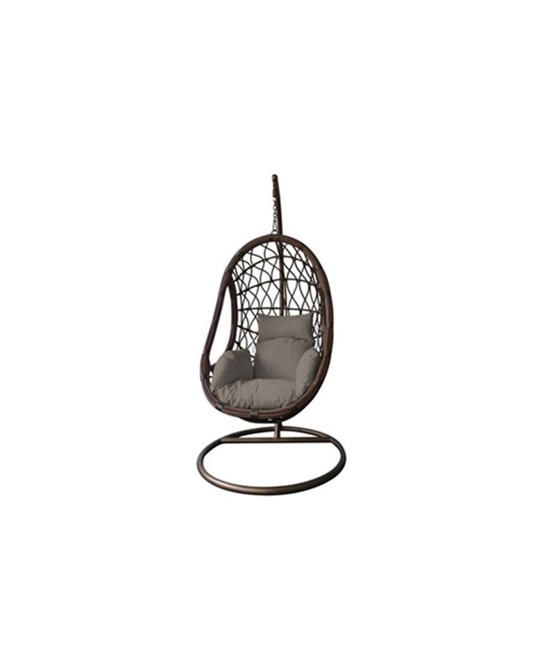 Κρεμαστή Πολυθρόνα με PE Rattan Σκούρο Γκρί με Βάση και Ιστό Μεταλλικό σε Ανθρακί Χρώμα 184-6157