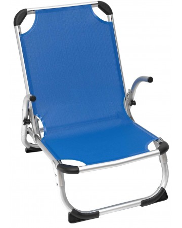 Καρέκλα Παραλίας Αλουμινίου Μπλέ Ενισχυμένη με Μπράτσα & Ψηλή Πλάτη Text 2x1 5 Θέσεων με Μαξιλάρι