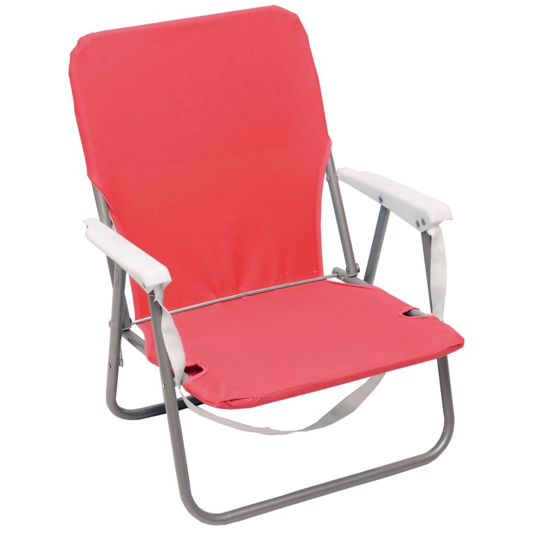 Καρέκλα Παραλίας Μεταλλική Κόκκινη με Μπράτσα Polyester 600D