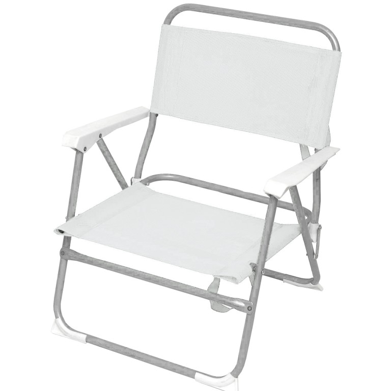 Καρέκλα Παραλίας Μεταλλική Λευκή με Μπράτσα Text