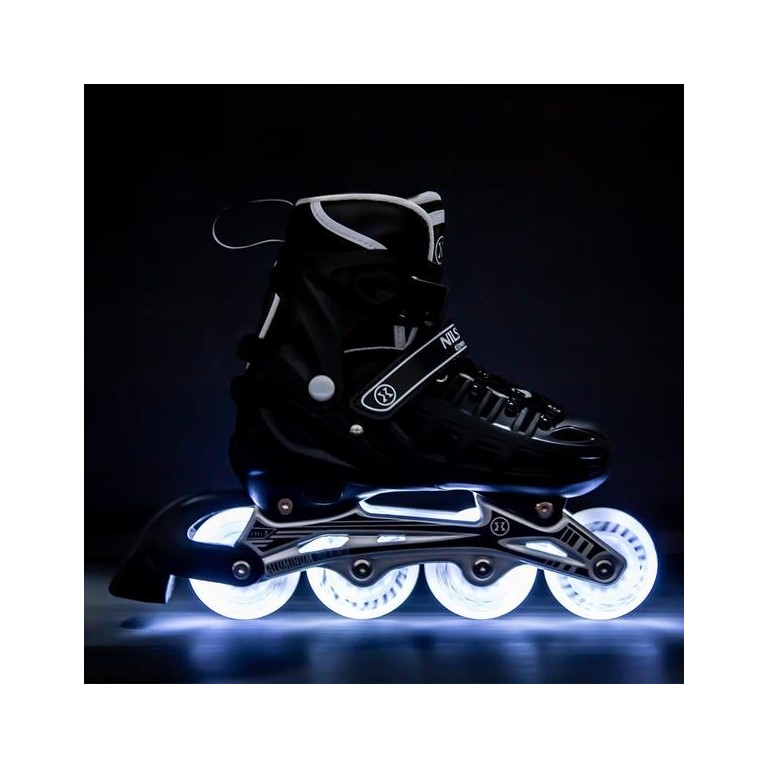 Αυξομειούμενα Roller NH 10905 ΣΕΤ 4 ΣΕ 1 INLINE SKATES NILS EXTREME Μαυρο LED-Medium (35-38)