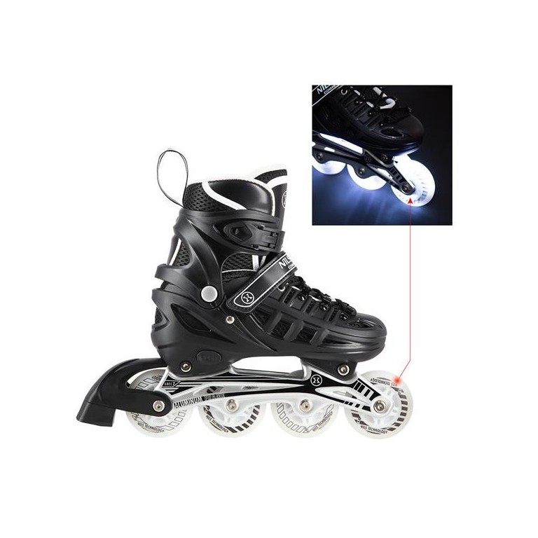 Αυξομειούμενα Roller NH 10905 ΣΕΤ 4 ΣΕ 1 INLINE SKATES NILS EXTREME Μαυρο LED-Medium (35-38)