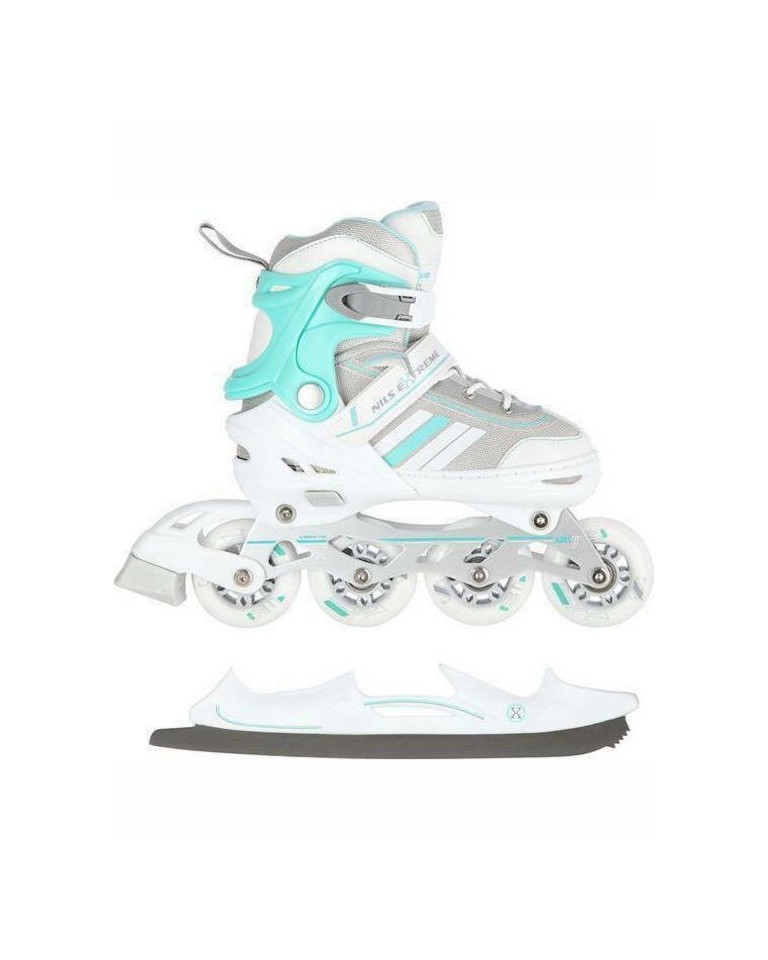 Αυξομειούμενα Πατίνια Rollers Nils Extreme NH18191 2 in 1 Inline (White/Blue)