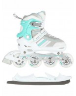 Αυξομειούμενα Roller Nils Extreme In-Line Skates/Hockey Ice Skates 2 σε 1 Άσπρο/Μπλέ NH18191 (29-33)